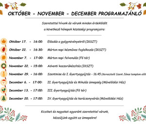 Október - November - December programajánló